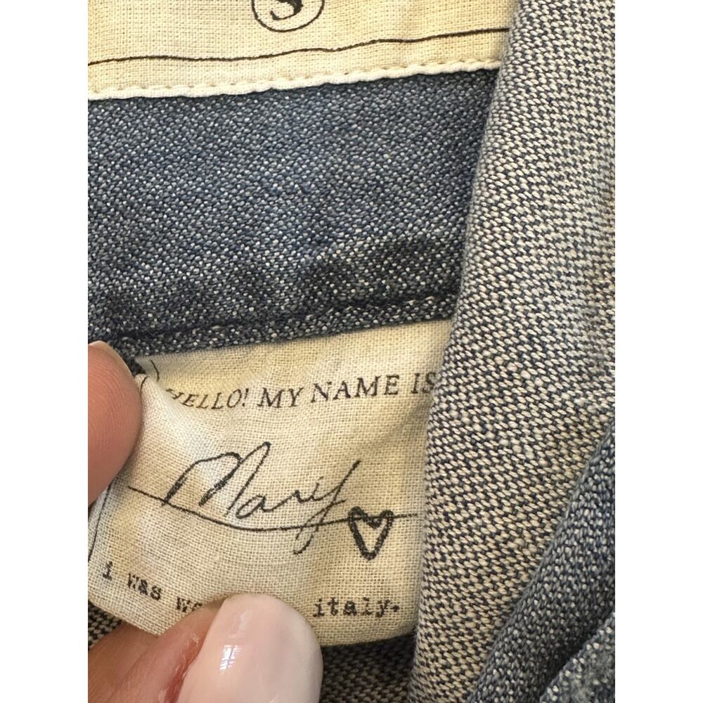 Frank & Eileen Mary Blue Distressed Vintage Button Up Classic Shirt Dress Small - Picture 5 of 6